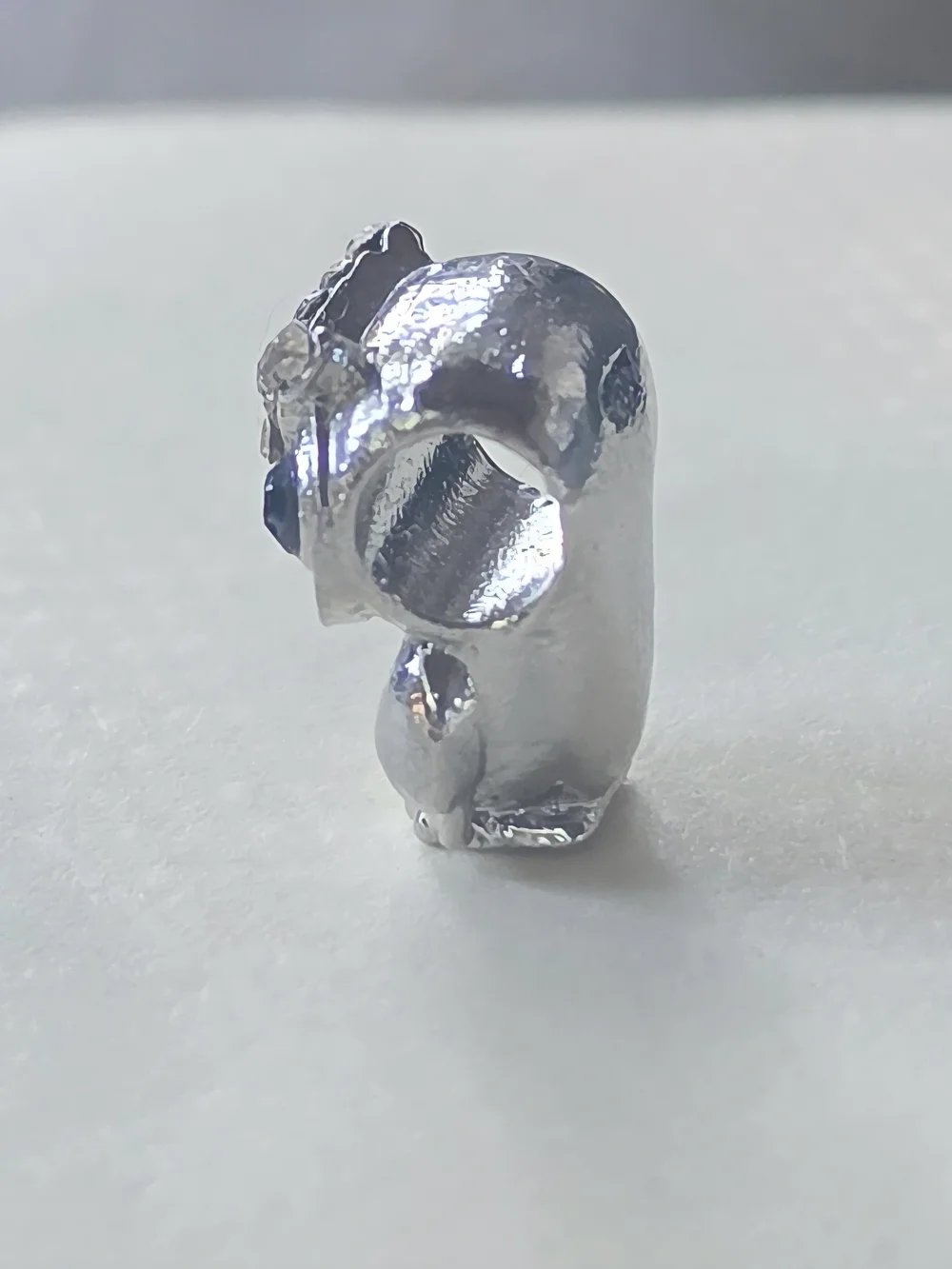 Sparkling 925 Sterling Silver Moments Owl charm With CZ crystal blue eyes